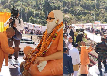 यमकेश्वर के विथ्याणी पहुंचे सीएम योगी, 100 फिट ऊंचे तिरंगे का किया उद्घाटन..